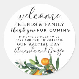 Adesivo Laranjas Casamento favorece obrigado personalizado