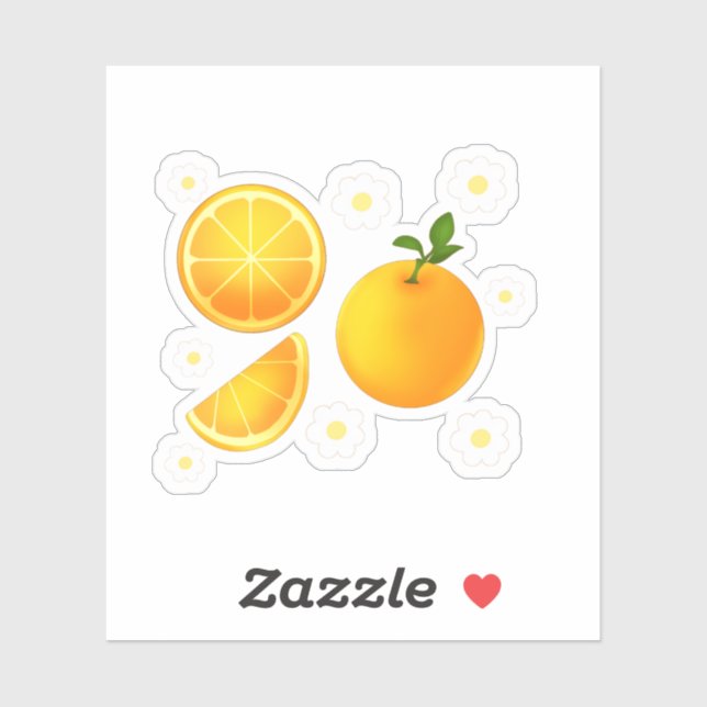 Adesivo Laranjas e Flores Brancas (Folha)