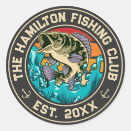 Adesivo Largemouth Bass Retro Sunset Fisheries Club