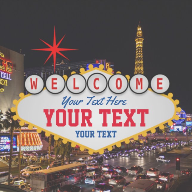 Adesivo Las Vegas à noite - Bem-vindo Assine seu texto (Frente)