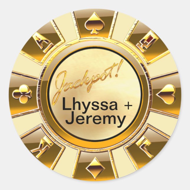 Adesivo Las Vegas Jackpot Casino Chip Areia/ouro (Frente)