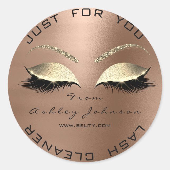 Adesivo Lash Cleaner de Lash Ouro Glitter Salon Branco (Frente)