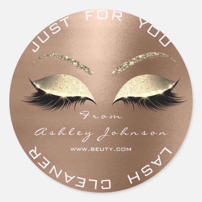 Adesivo Lash Cleaner do Café Lash Dourado do Salão de Bela (Frente)
