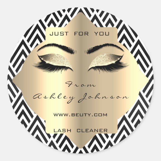 Adesivo Lash Cleaner Dourado do Champaigne Branco Negro (Frente)