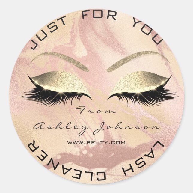 Adesivo Lash Cleaner Dourado do Salão de Bela Branca (Frente)