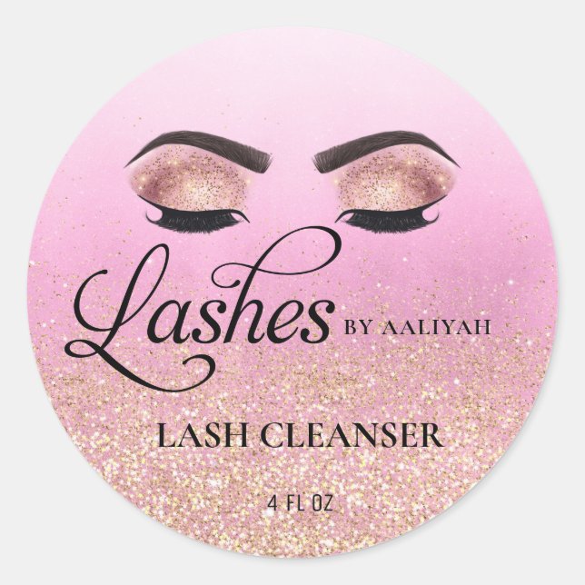 Adesivo Lash Lash Lash Eyelash Eyelash Dourado Glam-Rosa (Frente)