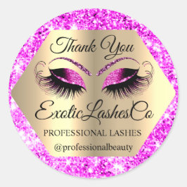 Adesivo Lash Obrigado Artista Dourado Olho Rosa Quente