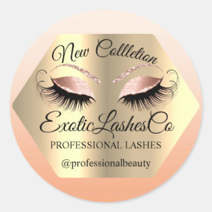 Adesivo Lash Packaging Makeup Artist Olhos Dourados Rosa