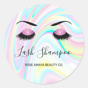 Adesivo Lash Shampoo Olhos Brilhantes Roxos Pastel Hologra
