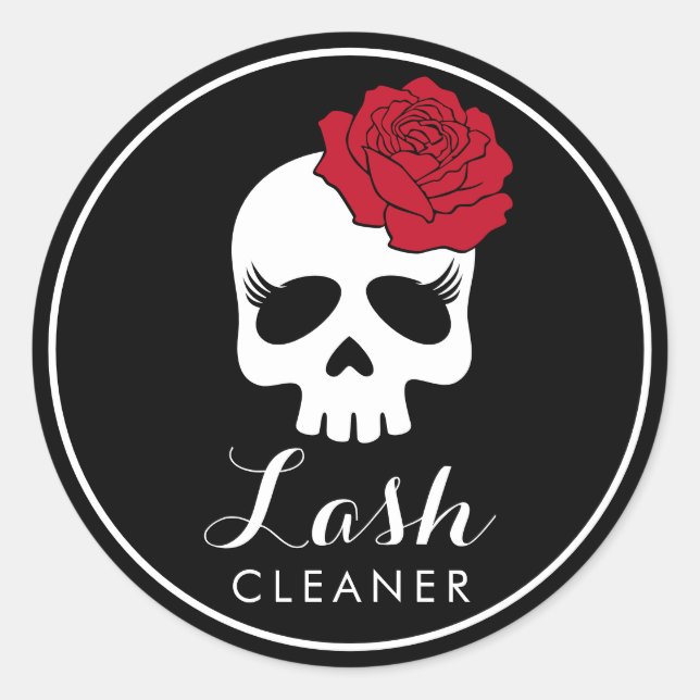 Adesivo Lashes Cleaner Floral Beauty Skull Eyelash Salon (Frente)