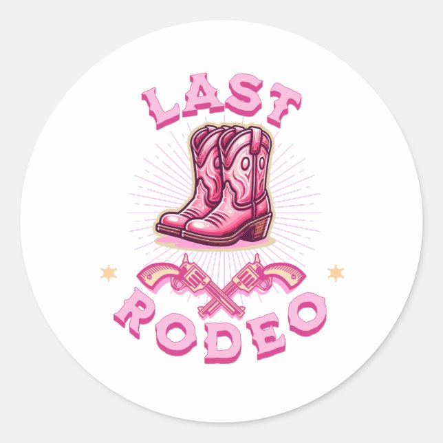 Adesivo last rodeo bachelorette party pink cowgirl (Frente)