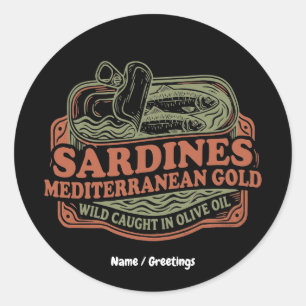 Adesivo Lata de Sardinha Mediterrânea Vintage Retro Seacut