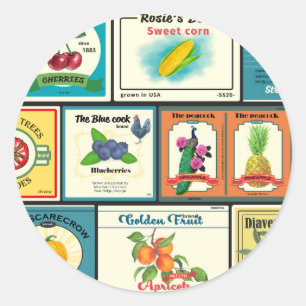 Adesivo Latas vintage de alimentos - rótulos de frutas