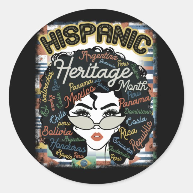 Adesivo Latina Herança Hispânica da Mulher Latina Mês (Frente)