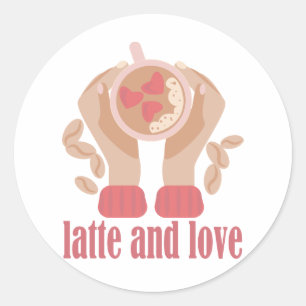 Adesivo Latite e xícara de amor, mãos e café