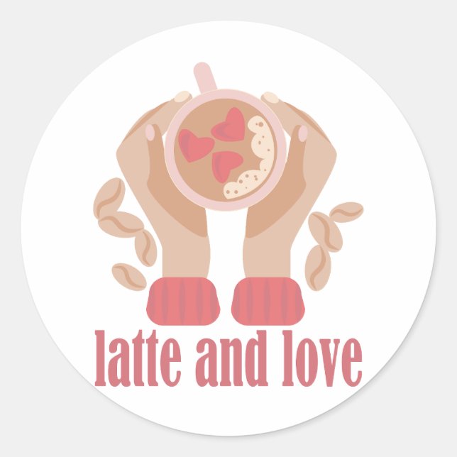 Adesivo Latite e xícara de amor, mãos e café (Frente)