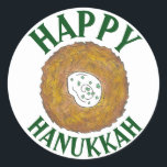 Adesivo Latkes Feliz Hanukkah Chanukah Feriados Judeus<br><div class="desc">Design apresenta um marcador original ilustrativo de uma deliciosa panqueca de batata latke revestida com creme azedo, um grampeador na cozinha de férias judaica. Ideal para comemorações de Hanukkah! Este design de latas de Chanukah também está disponível em outros produtos. Muitos designs adicionais estão também disponíveis neste compro! Não vê...</div>