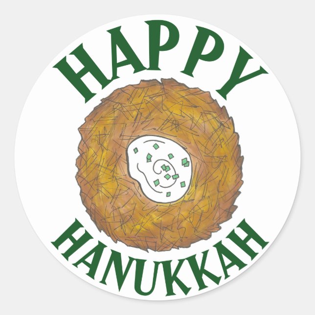 Adesivo Latkes Feliz Hanukkah Chanukah Feriados Judeus (Frente)