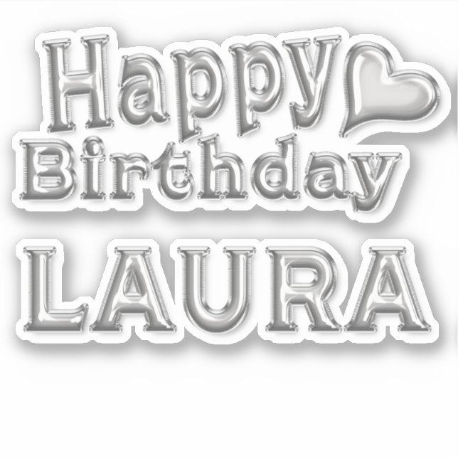Adesivo Laura Happy Birthday silver Aufkleber Sticker (Frente)
