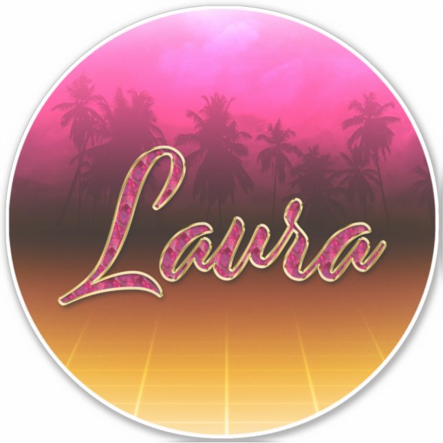 Adesivo Laura Vorname Name golden pink Aufkleber Sticker (Frente)