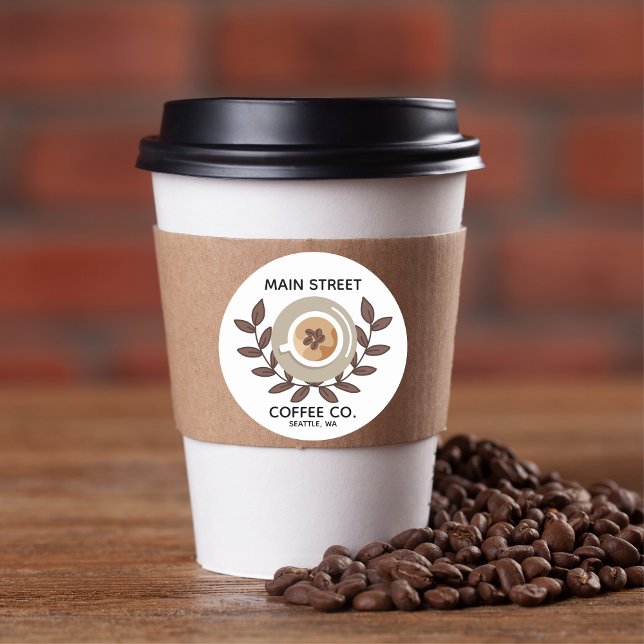 Adesivo Laurel and Coffee Cup Small Business Sticker (Criador carregado)