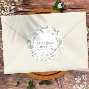 Adesivo Laurel Garland Silver Primeira Comunhão Sagrada