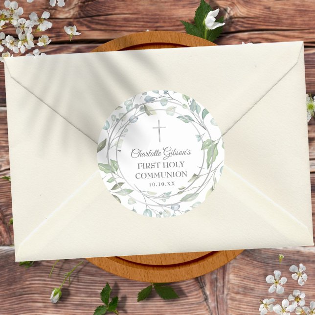 Adesivo Laurel Garland Silver Primeira Comunhão Santa (Criador carregado)