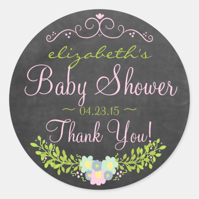 Adesivo Laurel on Chalkboard Look Pink and Green (Frente)