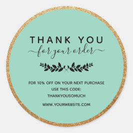 Adesivo Laurel Wreath Mint Faux Dourado Obrigado Pela Orde