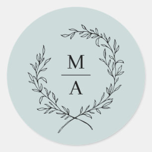 Adesivo Laurel Wreath Monograma Simples e Azul Claro