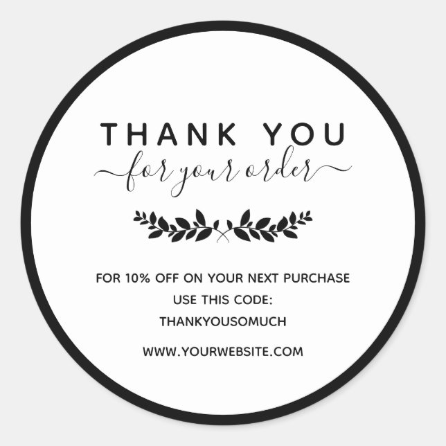 Adesivo Laurel Wreath Obrigado Pela Ordem (Frente)