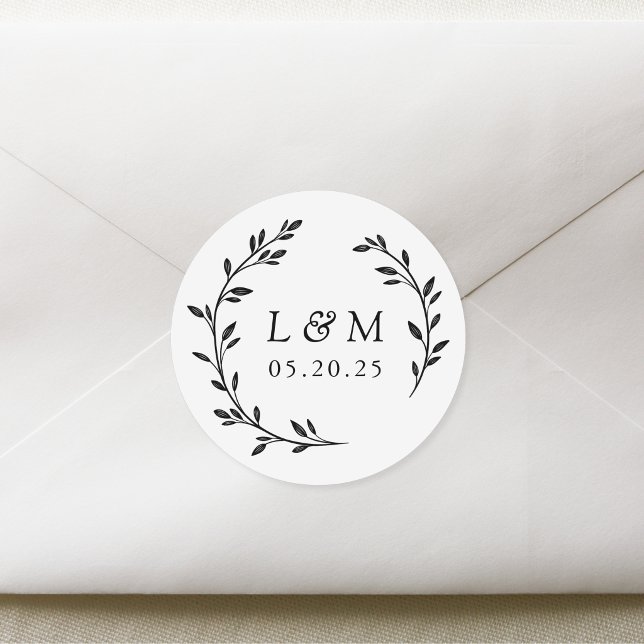 Adesivo Laurel Wreath Wedding Monograma (Criador carregado)