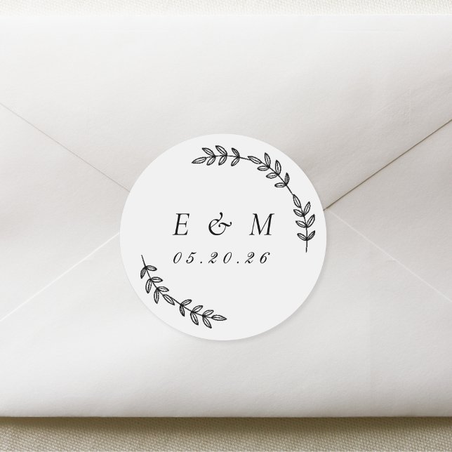 Adesivo Laurel Wreath Wedding Monograma (Criador carregado)