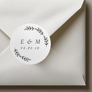 Adesivo Laurel Wreath Wedding Monograma