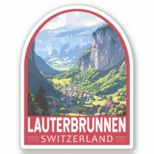 Adesivo Lauterbrunnen Suiça Art Vintage