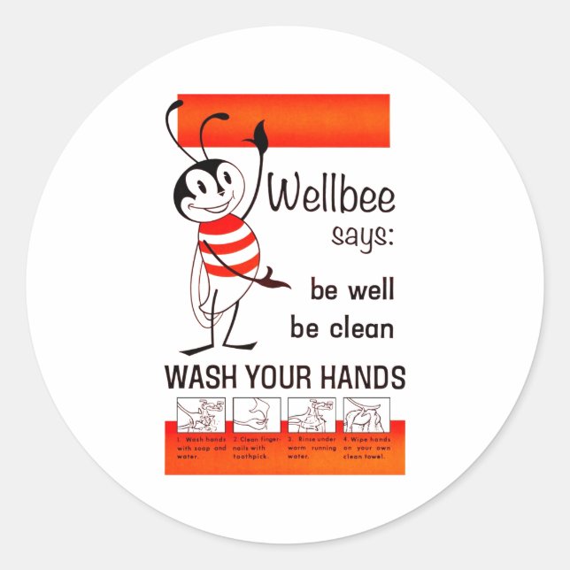 Adesivo LAVAGEM do CDC de Wellbee SEU poster da propaganda (Frente)