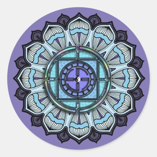 Adesivo Lavanda Aqua Mandala Black White Yin Yang (Frente)