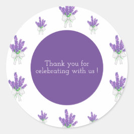 Adesivo Lavanda Chá de fraldas Roxo Obrigado