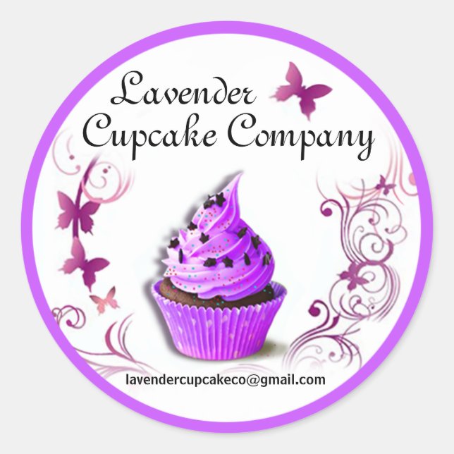 Adesivo Lavanda Cupcake Co Sticker borda roxa grande (Frente)