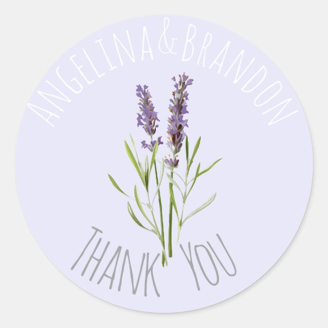 Adesivo Lavanda da Vintage para casamentos - Obrigado (Frente)