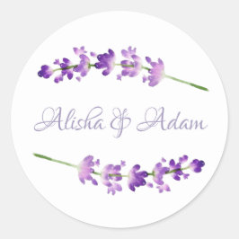 Adesivo Lavanda de Aquarela com Seal de Casamento