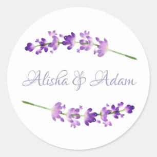 Adesivo Lavanda de Aquarela com Seal de Casamento