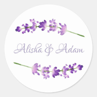 Adesivo Lavanda de Aquarela com Seal de Casamento