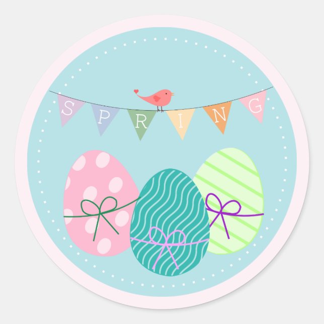 Adesivo Lavanda de primavera de Ovos de Páscoa Grande (Frente)
