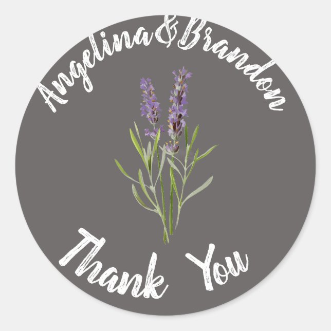 Adesivo Lavanda de vindima para casamentos - Obrigado n.º2 (Frente)
