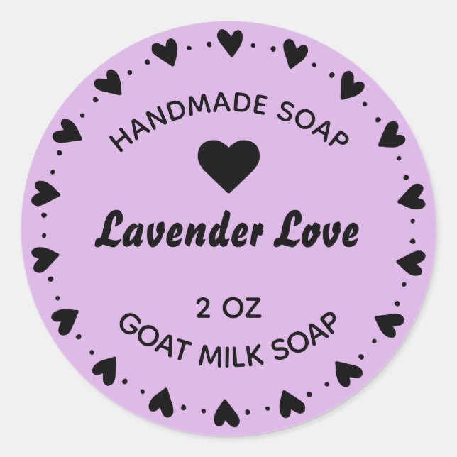 Adesivo Lavanda do Coração Russo do Campo do Sabão Caseiro (Frente)