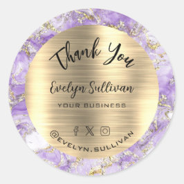 Adesivo Lavanda Dourada Fluid Marble Obrigado