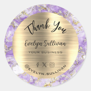 Adesivo Lavanda Dourada Fluid Marble Obrigado