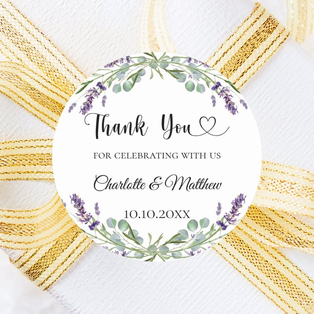 Adesivo Lavanda eucalipto obrigado de casamento (Criador carregado)