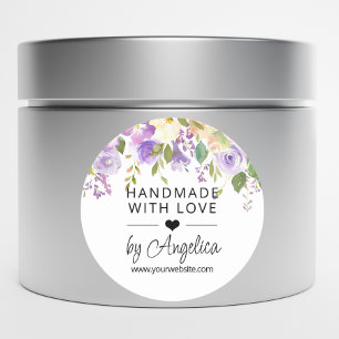 Adesivo Lavanda Floral Lilás Pequenas Empresas Amor Feito
